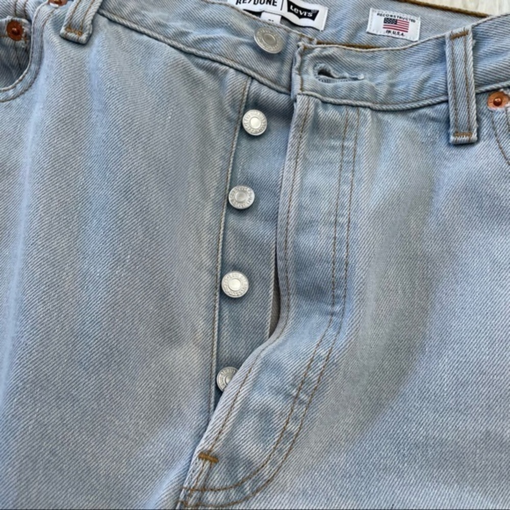 Re/done Levi’s cut off denim jean shirts light wash cotton size 31 - Picture 9 of 11